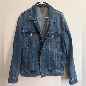 ASOS Men's Dark Blue Denim Jacket - Button-Front Trucker - Oversized Boxy Fit